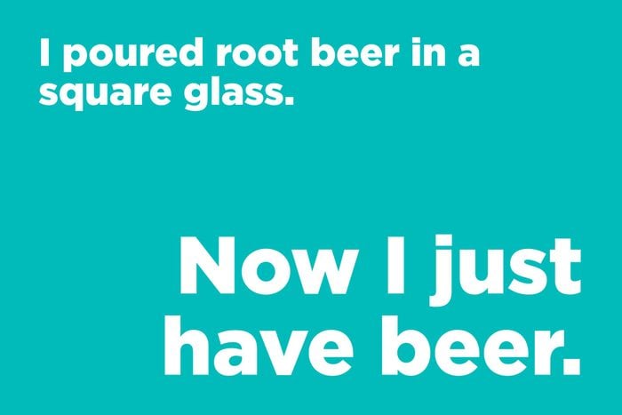 I poured root beer in a square glass.